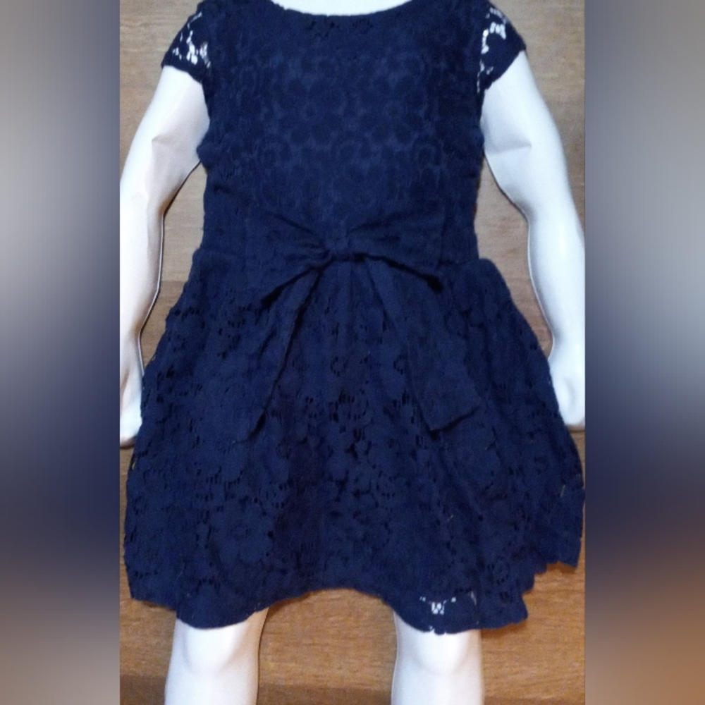 Btween Toddler Girls Navy Blue Bow Lace Dress Size 2T